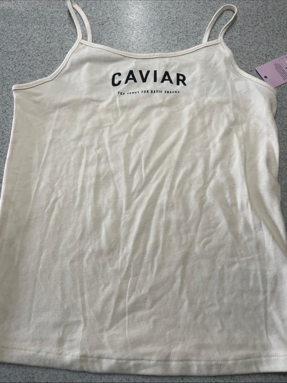 wild fable Ivory Spaghetti Strap Tank with CAVIAR Logo